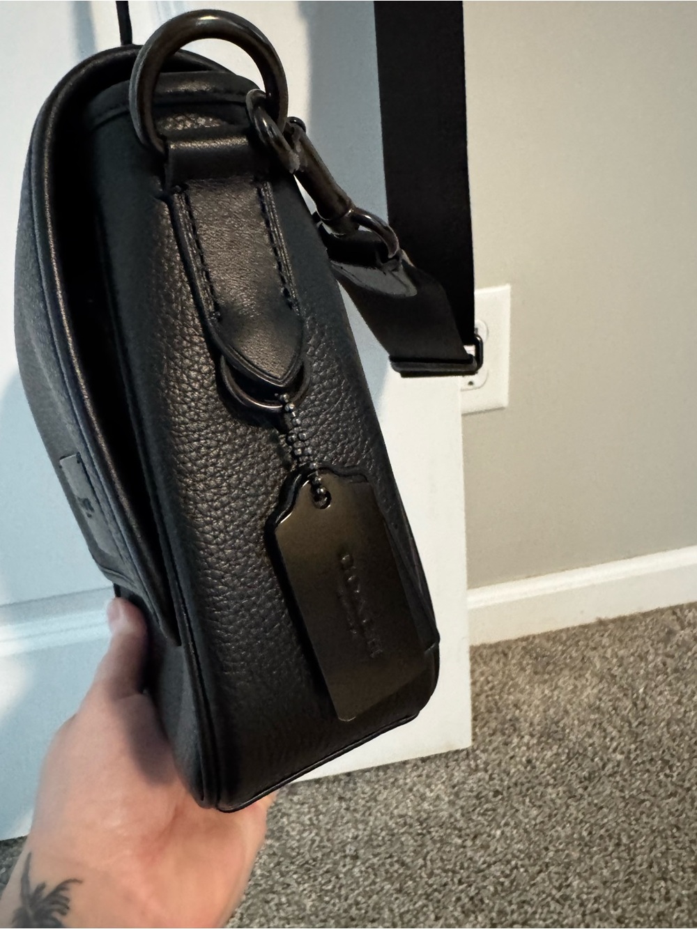 Coach Black Pebbled Leather Small Flap Crossbody - Picture 5 of 10